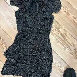 Parker black and white polka dot flutter sleeve  gently loved.